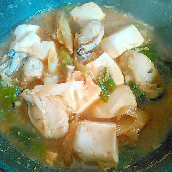 牡蠣ネギ豆腐鍋